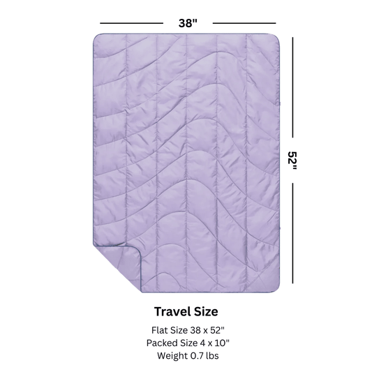 Compact Puffer Travel Blanket with Water-Resistant Fabric - Lavender