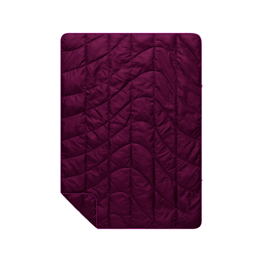 Compact Puffer Travel Blanket with Water-Resistant Fabric - Plum
